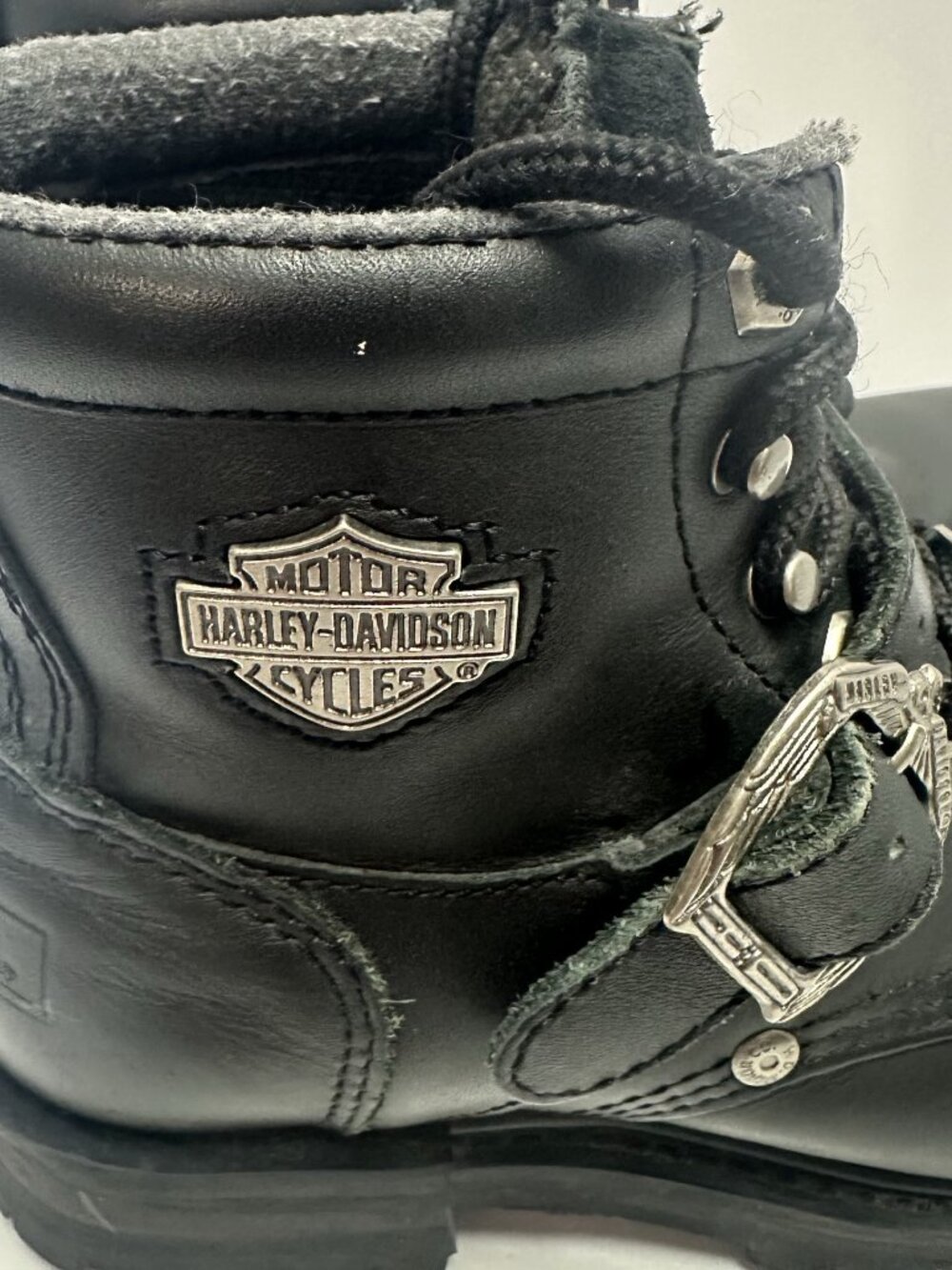 Harley Davidson Women's Black Leather Biker Boots Size 6 Motorcycle - Picture 4 of 8